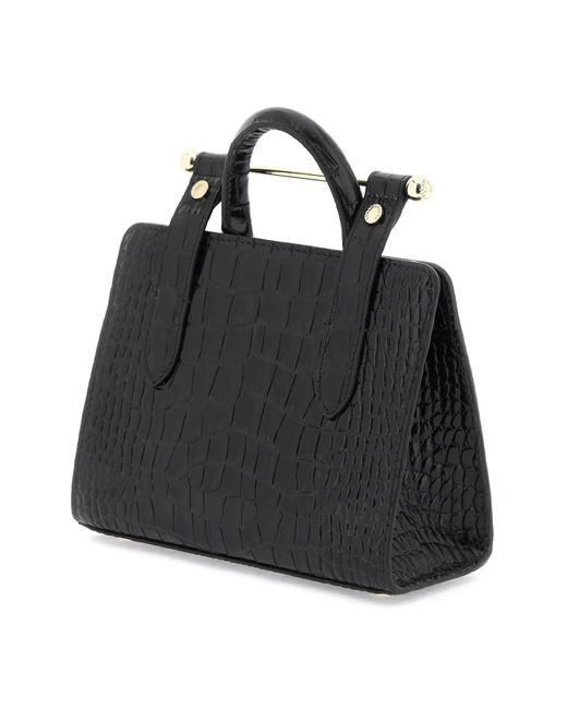 Strathberry Black Nano Tote Leather Bag