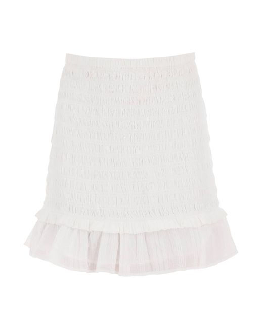 Isabel Marant White Isabel Marant Etoile Smocked Cotton Dorela Mini Skirt