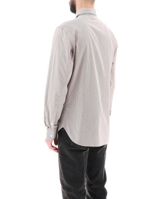 Fendi Gray Striped Cotton Shirt for men