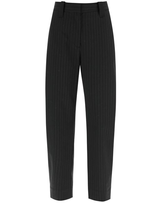 Ganni Black Pinstriped Carrot Pants