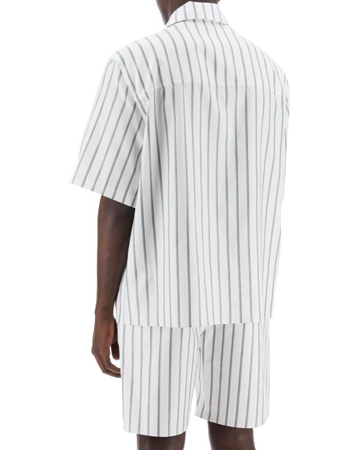 Ferragamo White Striped Bowling Shirt With Button for men