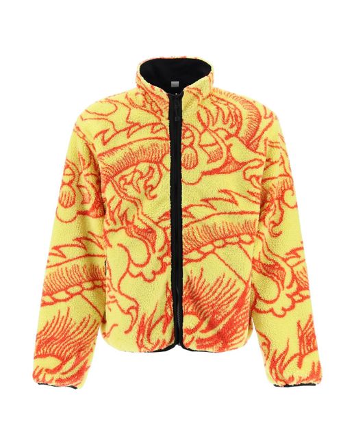 Stussy Orange Dragon Reversible Fleece Jacket for men