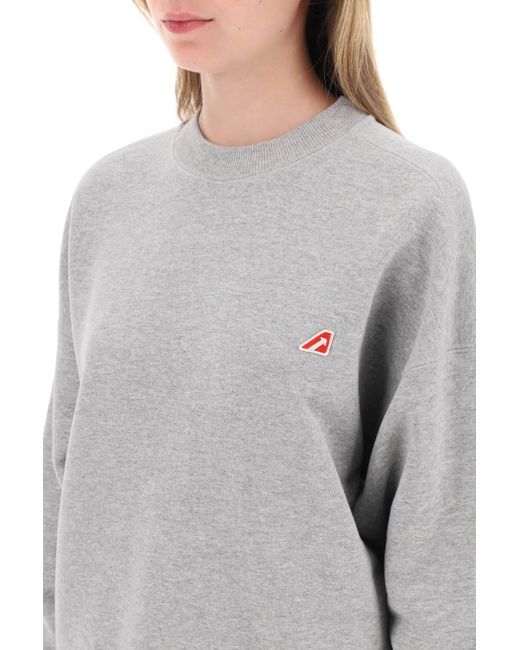 Autry Gray Crew-neck Sweatshirt With Logo Patch