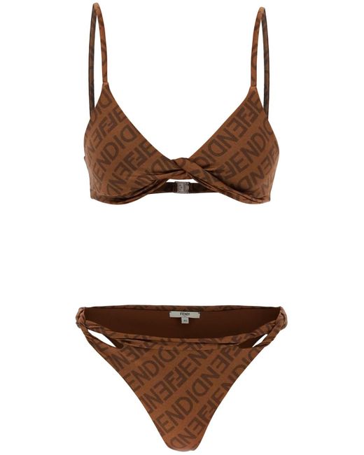 Fendi Brown Lycra® Bikini Set