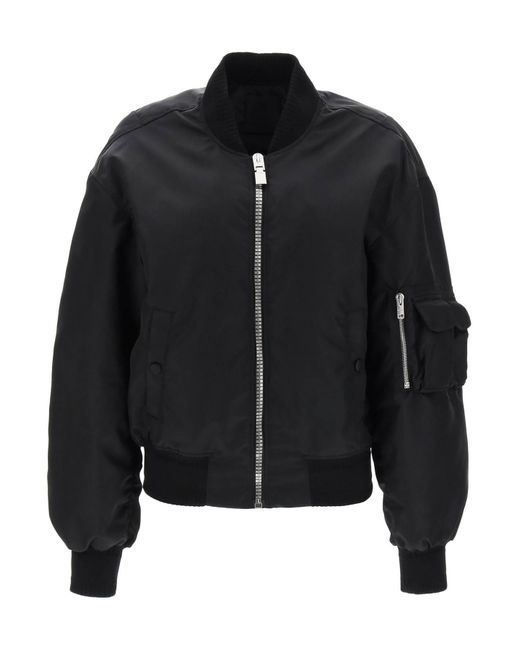 Givenchy Black Bomber Jacket With Logo Print And 4G Zipper