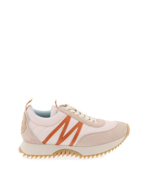 Moncler Pink Basic Pacey Sneakers In Nylon And Suede Leather.