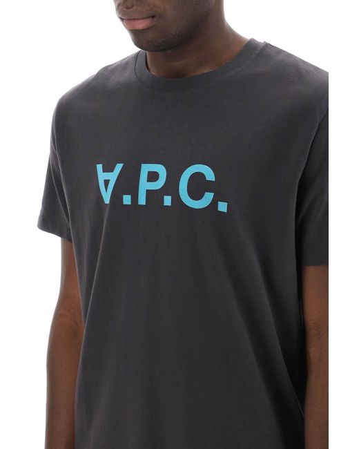 A.P.C. Black Flocked Vpc Logo T Shirt for men