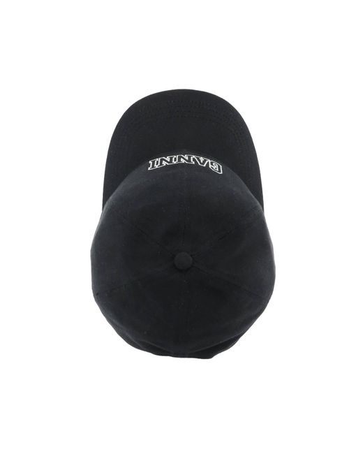 Cappello Baseball Con Logo Ricamato di Ganni in Black