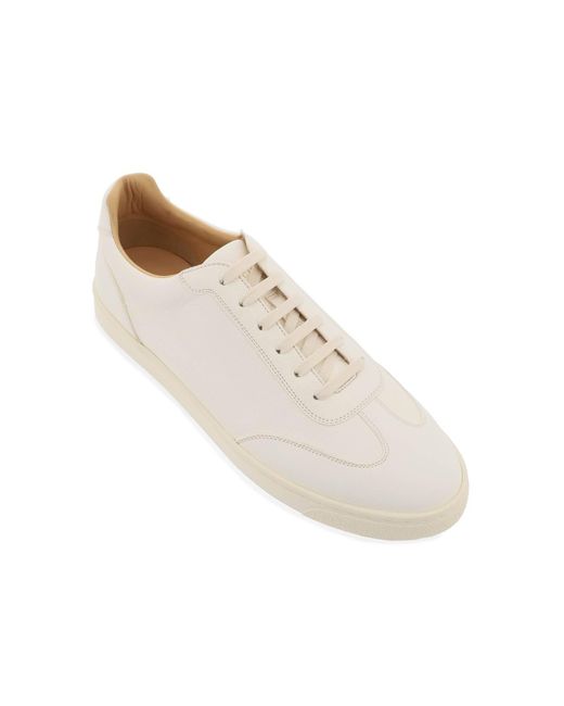 Brunello Cucinelli White Hammered Leather Sneakers for men