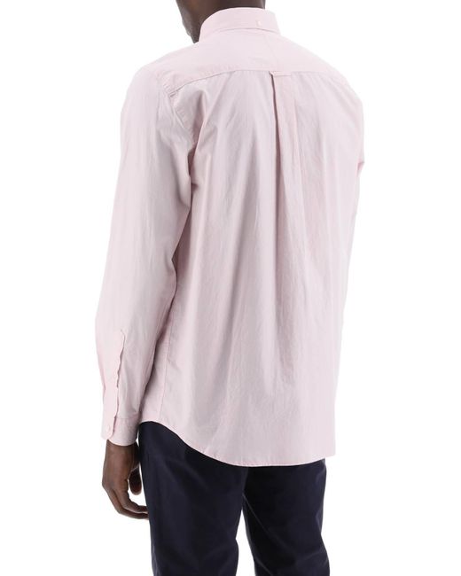 Closed Pink Striped Poplin Button-Up Shirt for men