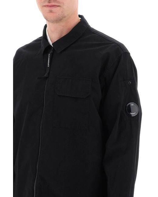 C P Company Black Gabardine Overshirt for men