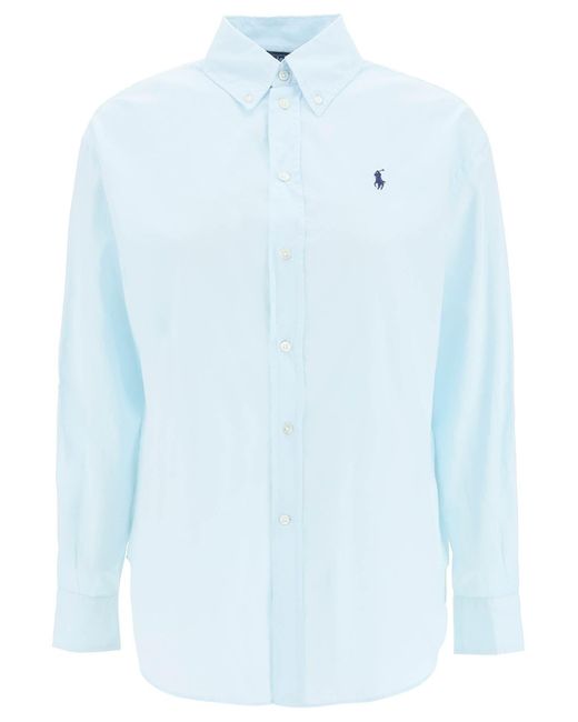 Polo Ralph Lauren Oversized Cotton Shirt in Blue | Lyst Canada