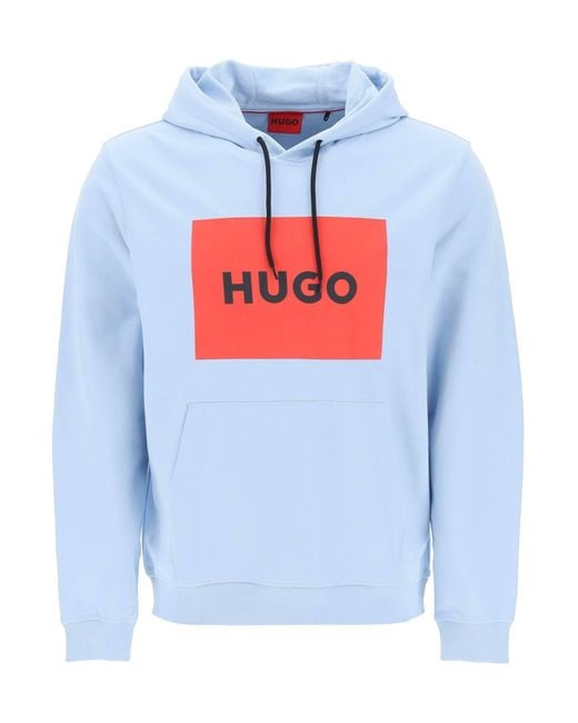 Felpa Duratschi Con Box Logo di HUGO in Blue da Uomo