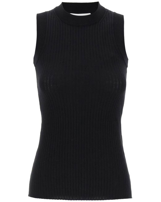 Sportmax Black Sleeveless Ribbed Knit Top