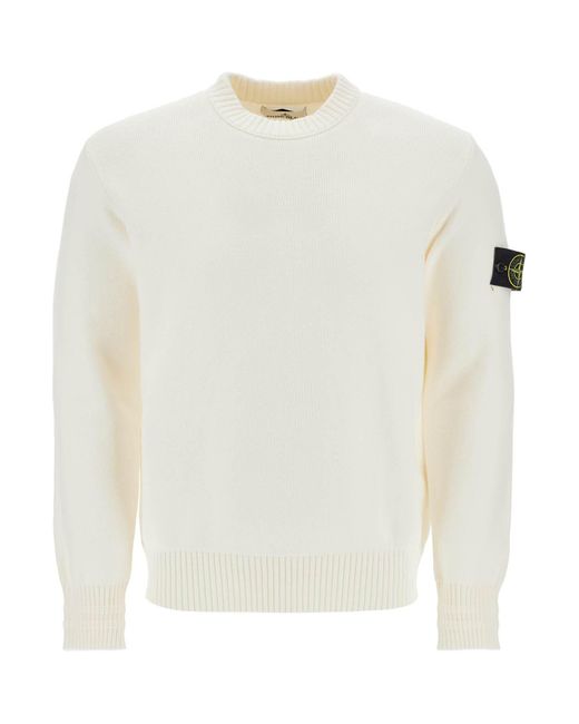 Stone Island Cotton Stretch Pullover Sweater in White for Men Lyst UK