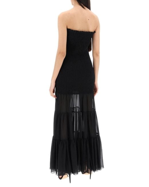 ROTATE BIRGER CHRISTENSEN Black Maxi Chiffon Dress With Semi-Transparent R