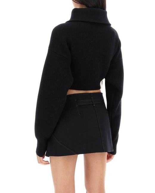 Pullover Cropped In Lana Con Zip di Coperni in Black