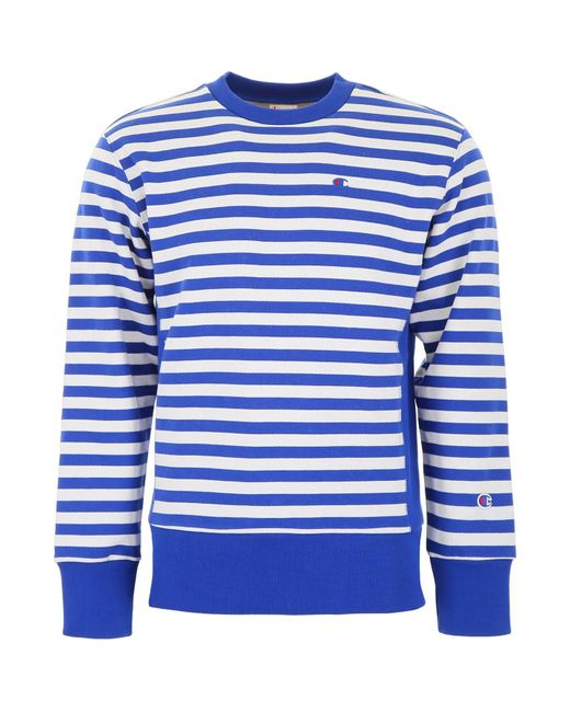 Champion Blue Striped Logo Sweatshirt for men
