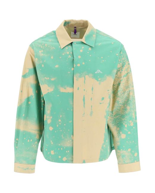 OAMC Green System Smudge Shirt With Silk Patch for men