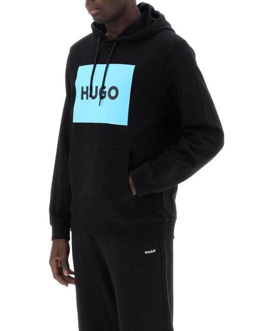Felpa Duratschi Con Box Logo di HUGO in Black da Uomo