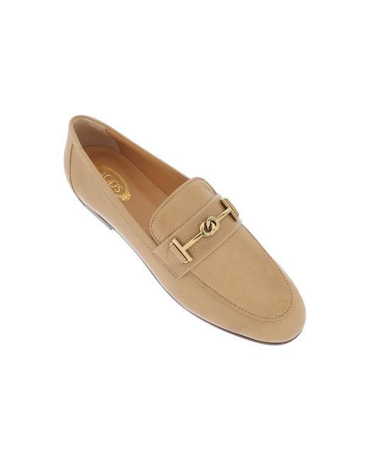 Tod's Brown Leather Loafers With Bow