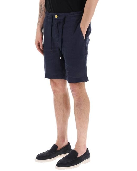 Vilebrequin Blue Linen Drawstring Shorts for men