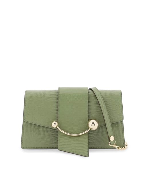 Strathberry Green 'crescent On A Chain' Crossbody Mini Bag