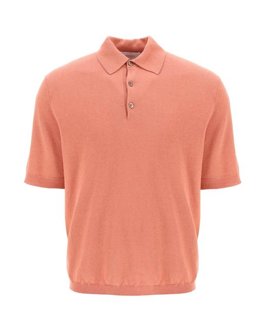 Agnona Pink Linen And Cotton Jersey Polo for men