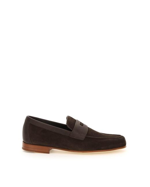 John Lobb Suede Leather Hendra Penny Loafers in Brown for Men | Lyst Canada