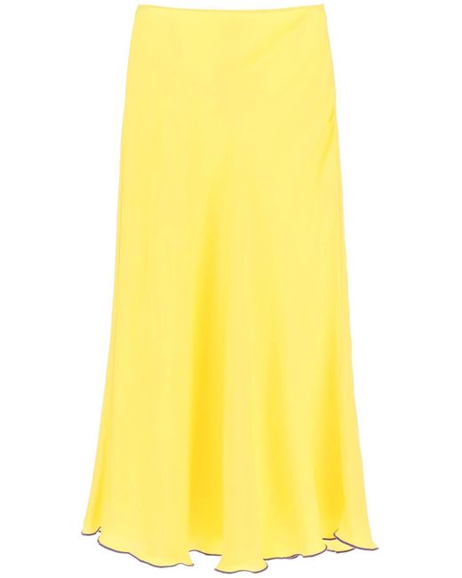 Siedres Yellow 'Prim' Satin Midi Skirt