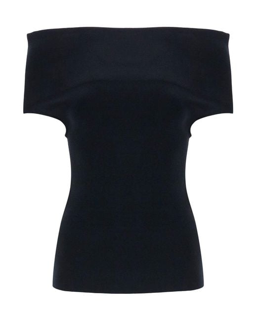 Totême  Black Off-Shoulder Double-Knit Top