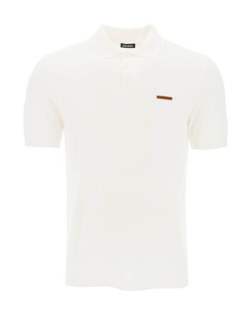 Zegna White Regular Fit Cotton Polo Shirt for men