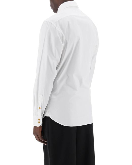 Vivienne Westwood White Ghost Shirt With Orb Embroidery for men