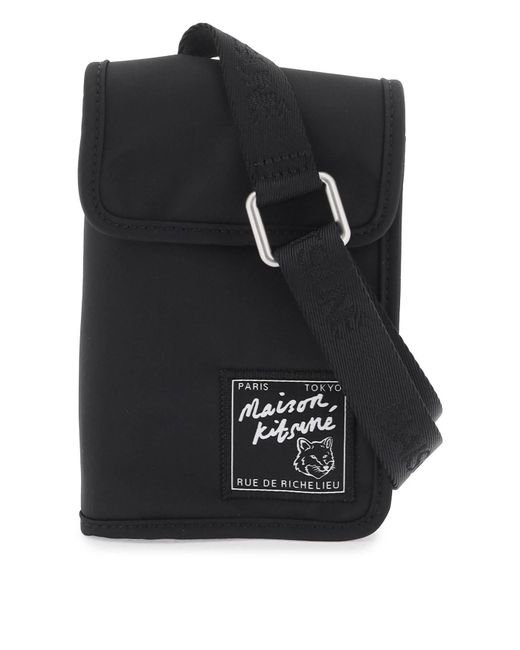 Maison Kitsuné Black Shoulder Bag The Traveller P for men