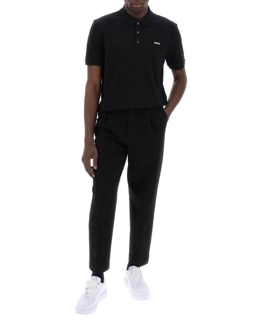 HUGO Black Dinos Slim Fit Polo Shirt for men