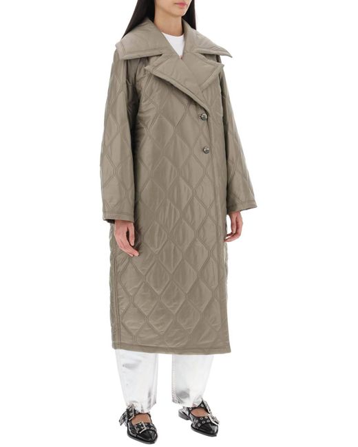 Ganni Natural Quilted Oversized Coat