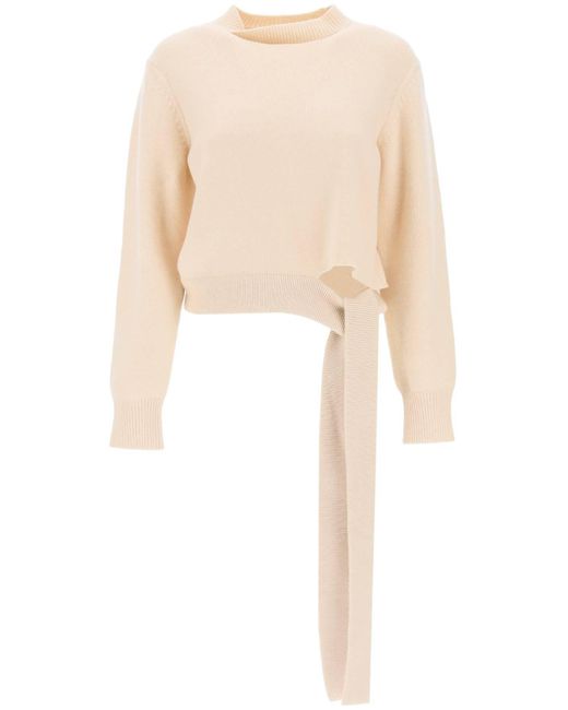 Fendi Natural Wool And Cashmere Sweater With Sash
