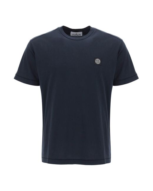 Stone Island Blue Logo Patch T-Shirt for men