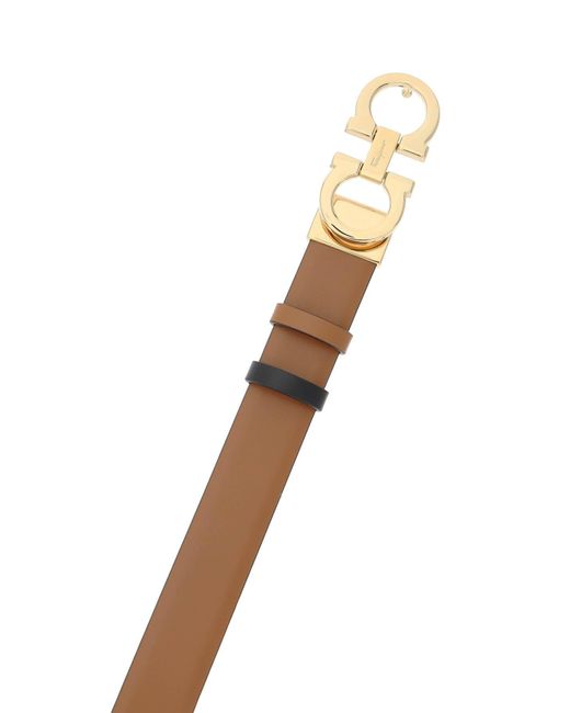 Ferragamo Brown Ferragamo Gancini Reversible & Adjustable Leather Belt