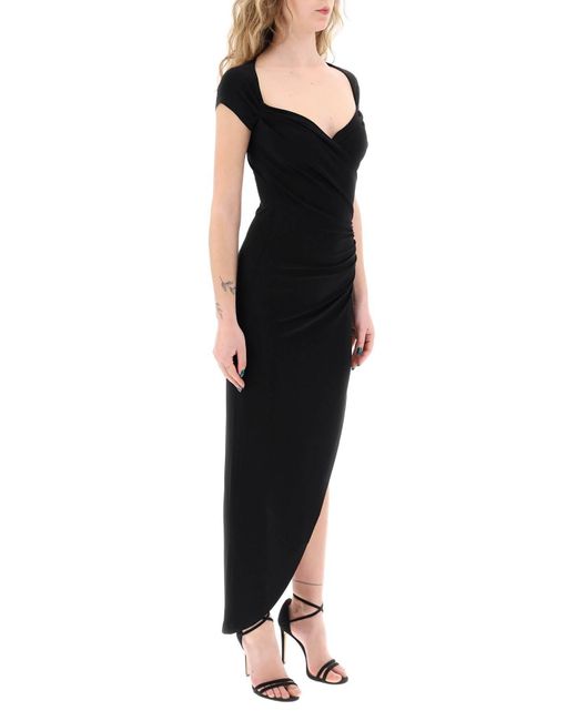 Norma Kamali Black Midi Dress With Side Ruch