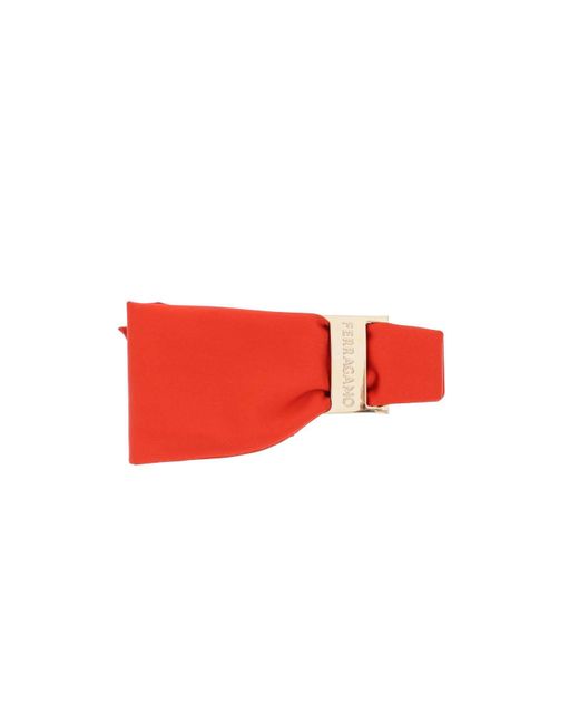 Ferragamo Red Hair Clip With Asymmetrical Bow