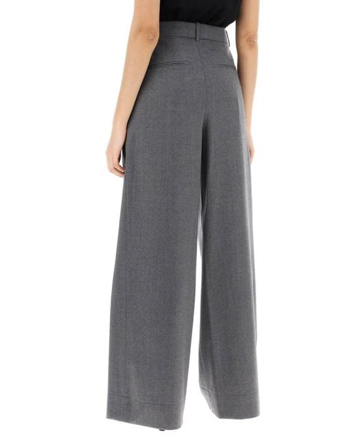 Wardrobe NYC Gray Wide Leg Flannel Trousers For Or