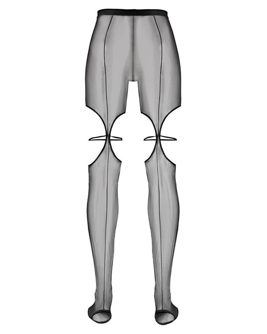 Nensi Dojaka Gray Tulle Tights With Cut-out