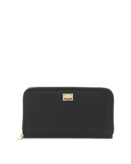 Dolce & Gabbana Black Leather Zip-around Wallet