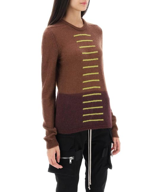 Rick Owens Brown 'judd' Sweater With Contrasting Lines