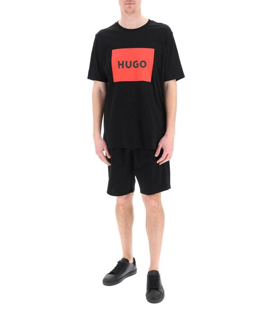 T Shirt Dulive Con Box Logo di HUGO in Black da Uomo