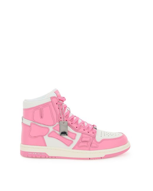 Amiri Pink Skel Hi-top Leather Sneakers