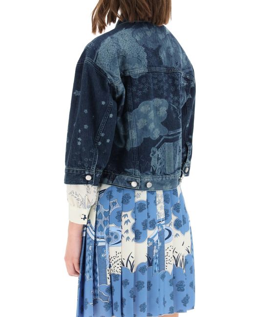 red and blue denim jacket