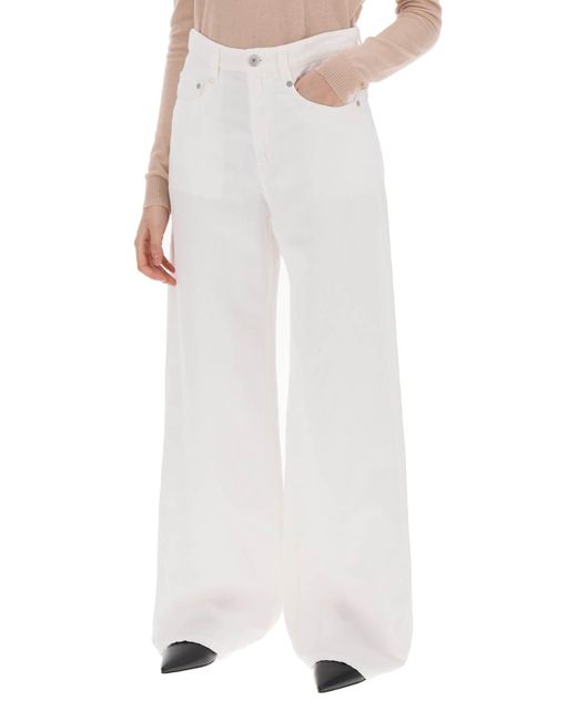 Brunello Cucinelli White Cotton And Linen Trousers