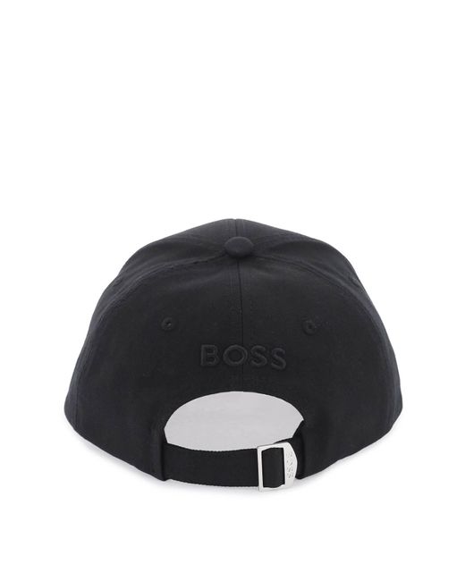 Boss Black Baseball Cap With Tricolor Embroidery for men
